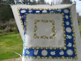 clean tablecloth hanging outside